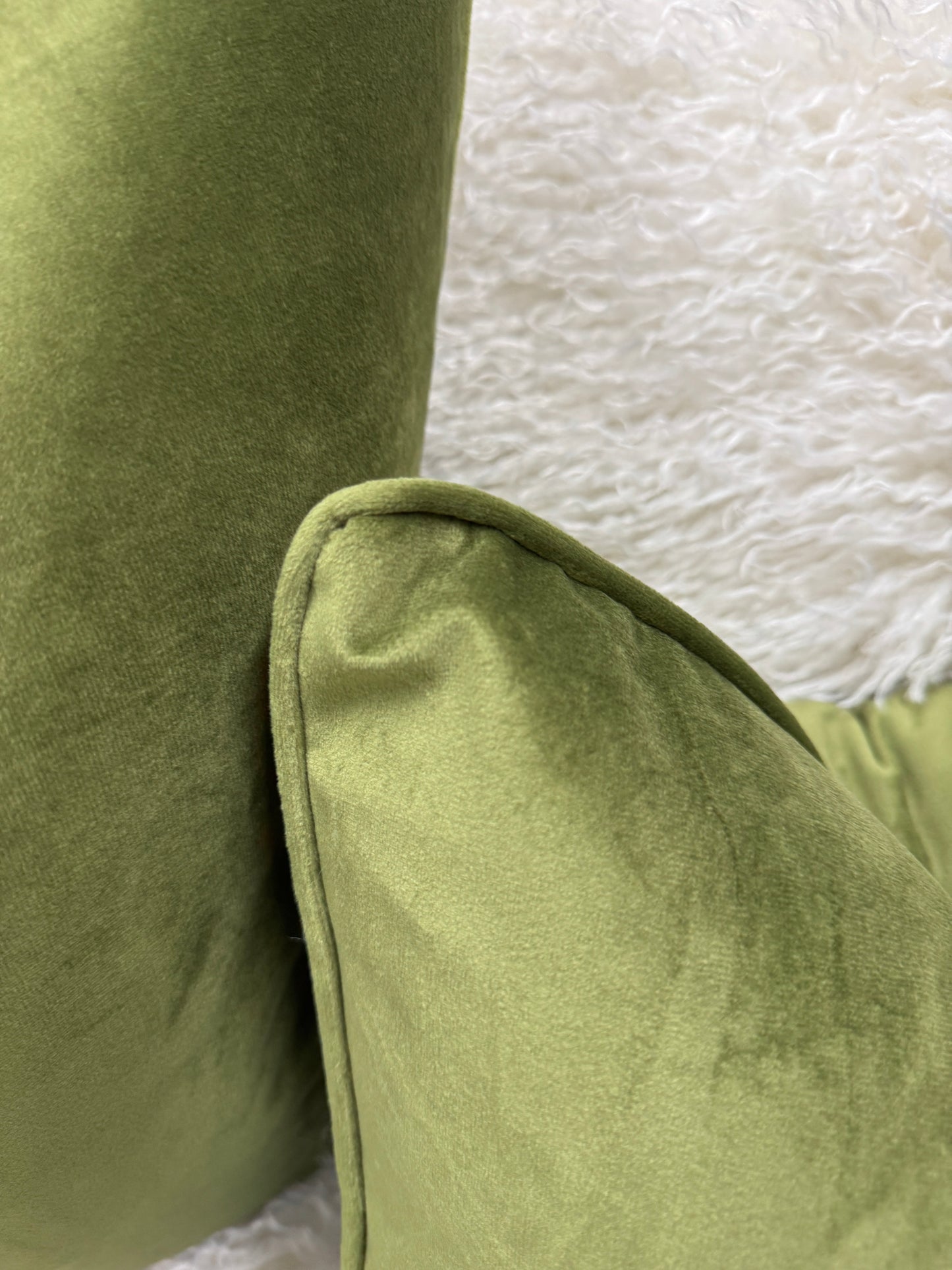 Light olive green velvet cushion feather filled 45 x 45cm (Copy)