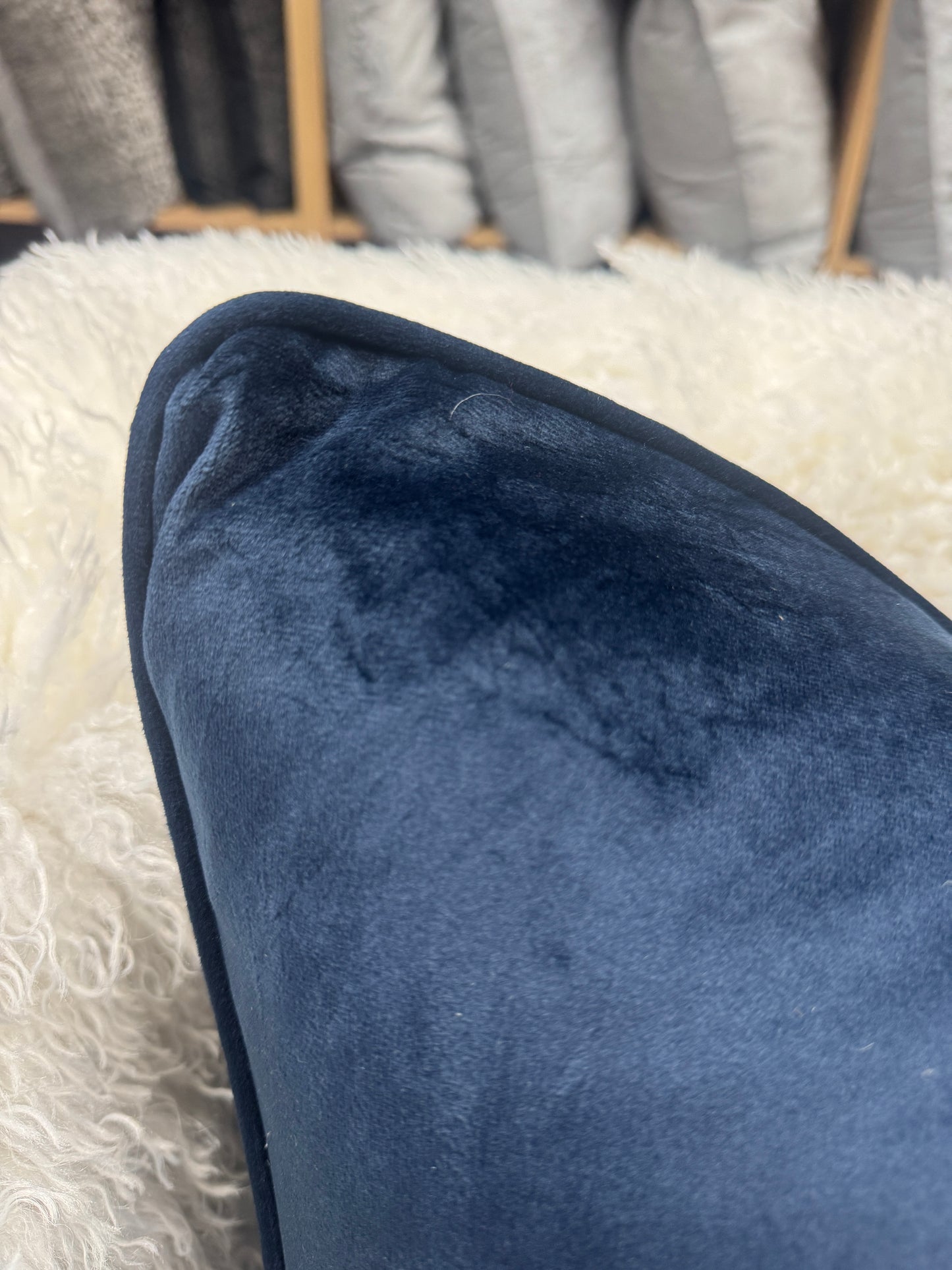 Navy blue Velvet cushion 60 x 60 cm cm feather filled piped edge luxury
