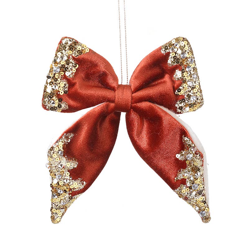 Christmas -HANGING BOW WITH SEQUINS SML