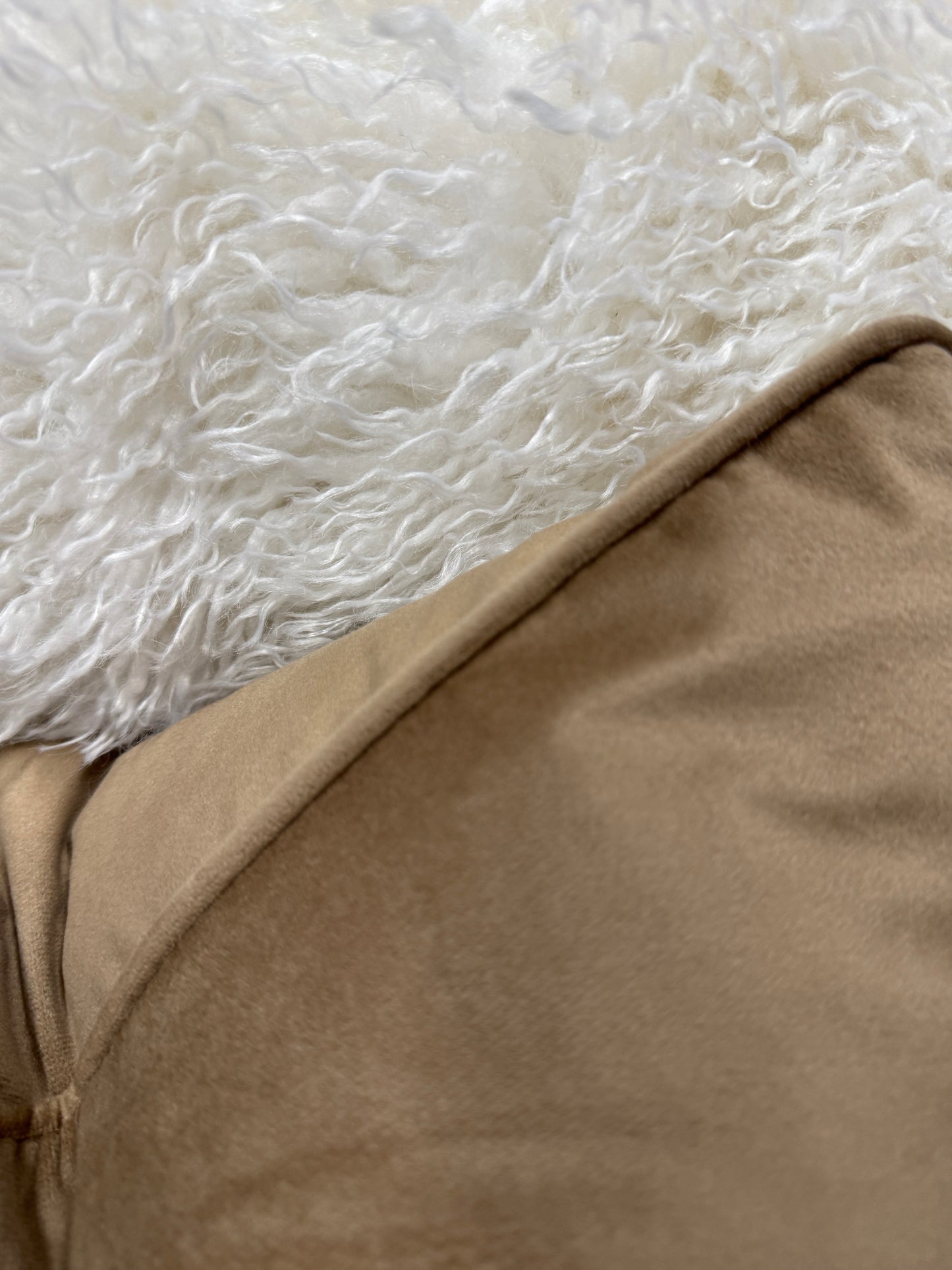 Latte Velvet Cushion Feather Filled Pipe Edge 45x45 cm Luxury Pillow for Home Decor