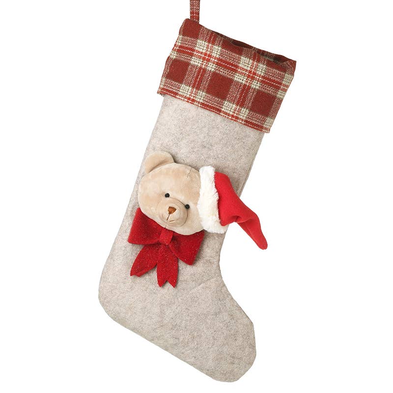 Christmas -SANTA HAT TEDDY STOCKING
