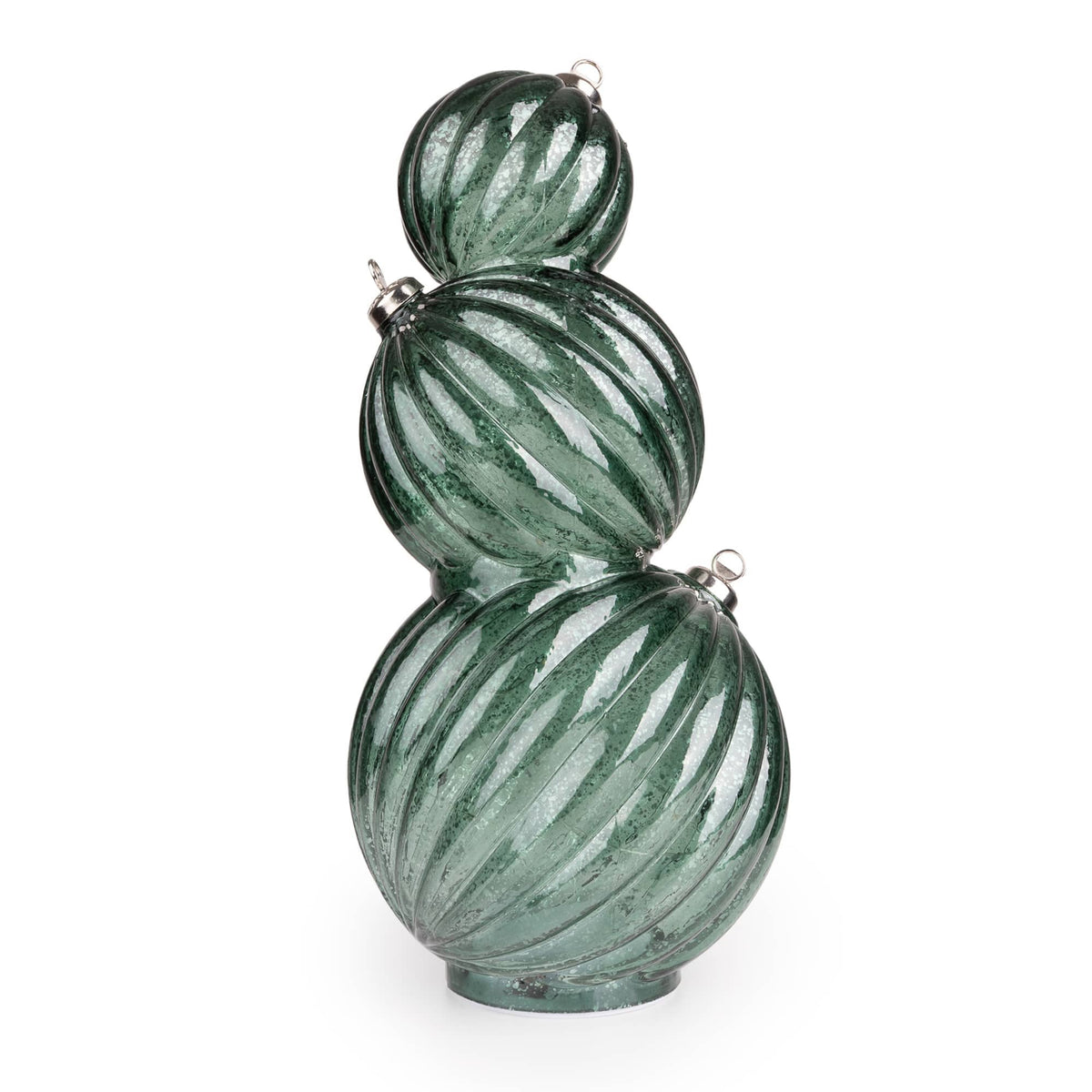 3 Stacking Glass Baubles with LED Lights - Green Hummingbird 1pk