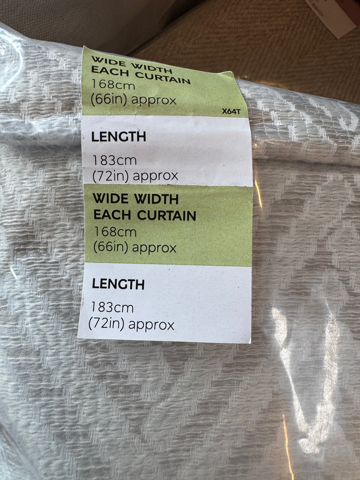 M & S Natural/Grey Herringbone Textured Eyelet Curtains Natural/Grey 66 x 72 inch