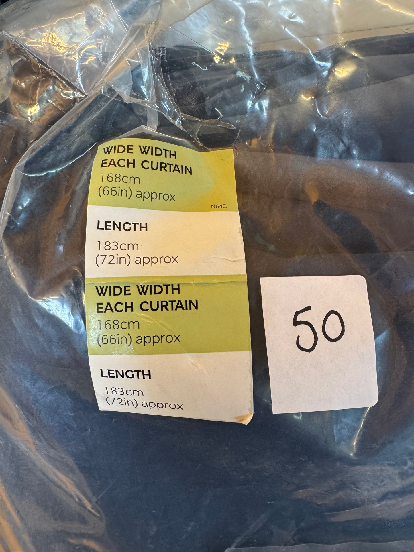 M & S Navy Blue Velvet Thermal Eyelet Curtains 66x 72 inch