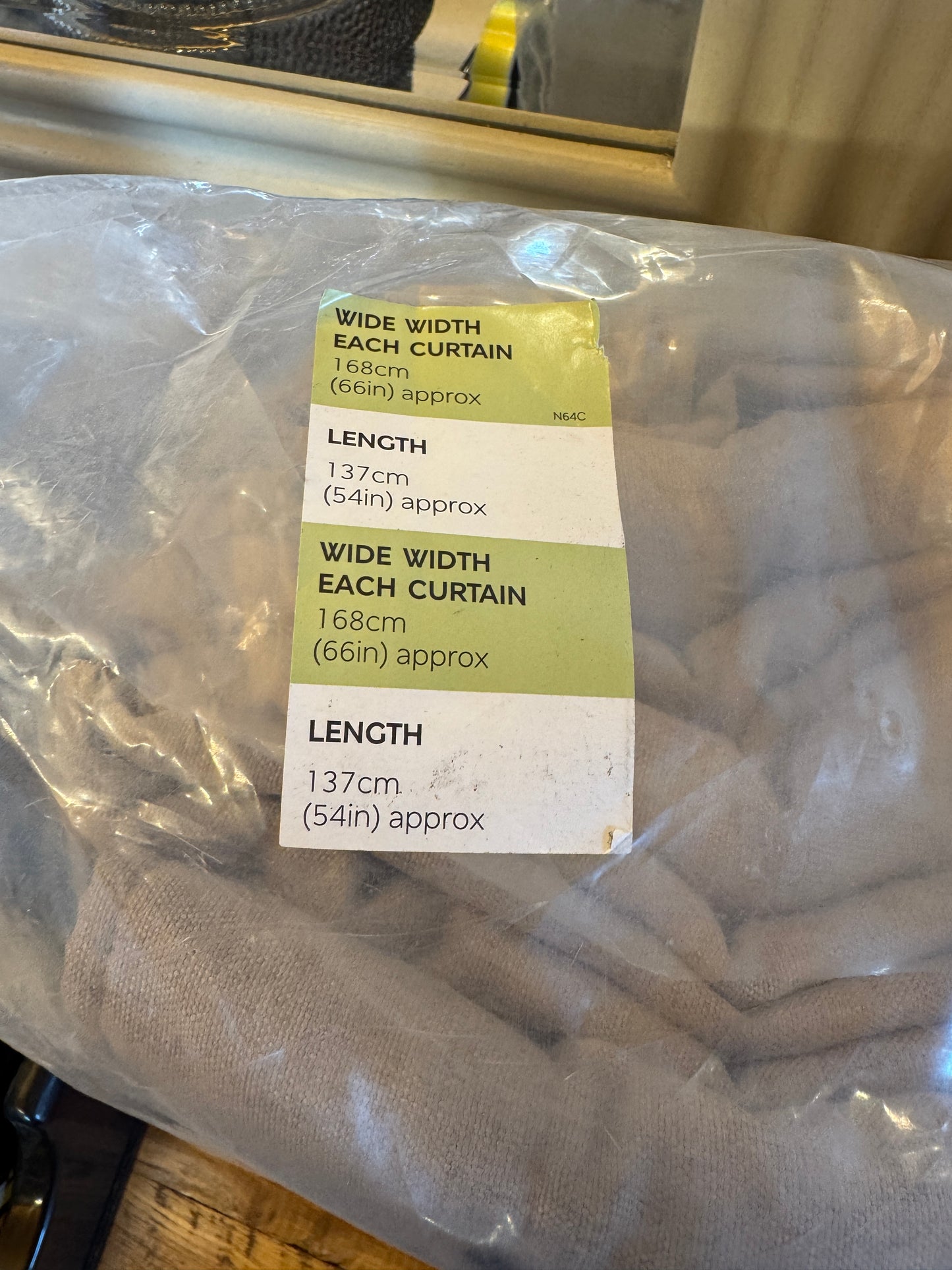 Marks and Spencer neutral beige ultra Smart Temperature Blackout Brushed Pencil Pleat curtains 66 x 54 inch