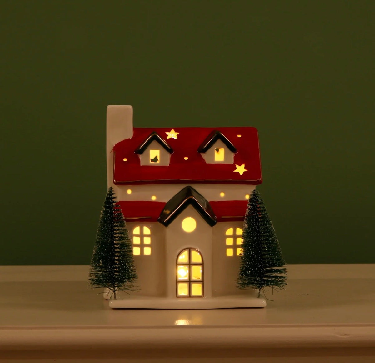 Ceramic The Nook Light Up Cottage with trees