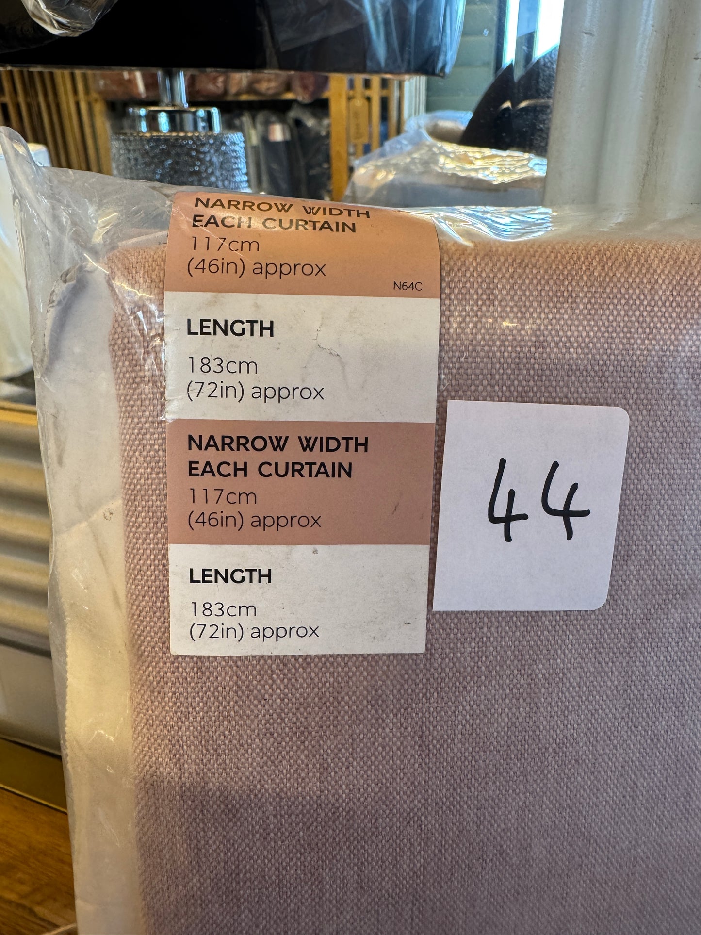 M & S Blush Pink Thermal Blackout Brushed Eyelet Curtains 46 x 72 inch
