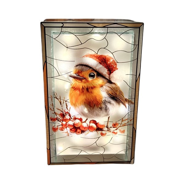 LED Robin Stained Glass – 21cm