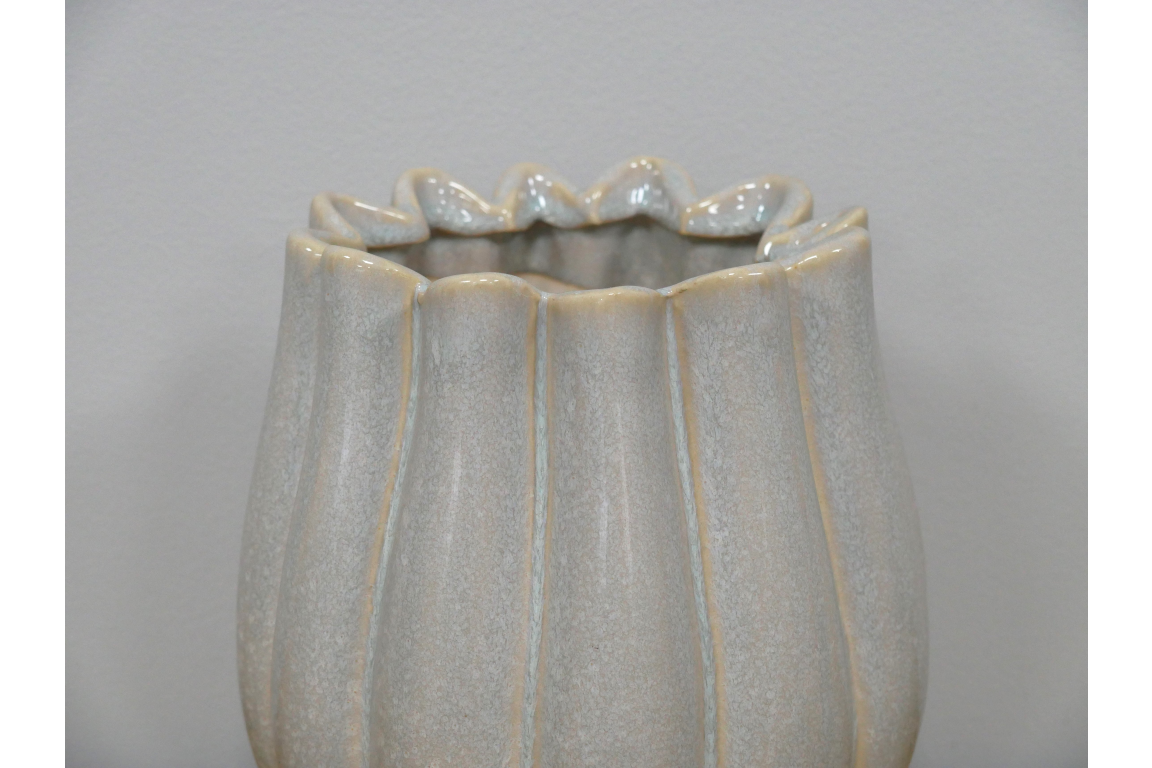 Cream ceramic vase pleated detail