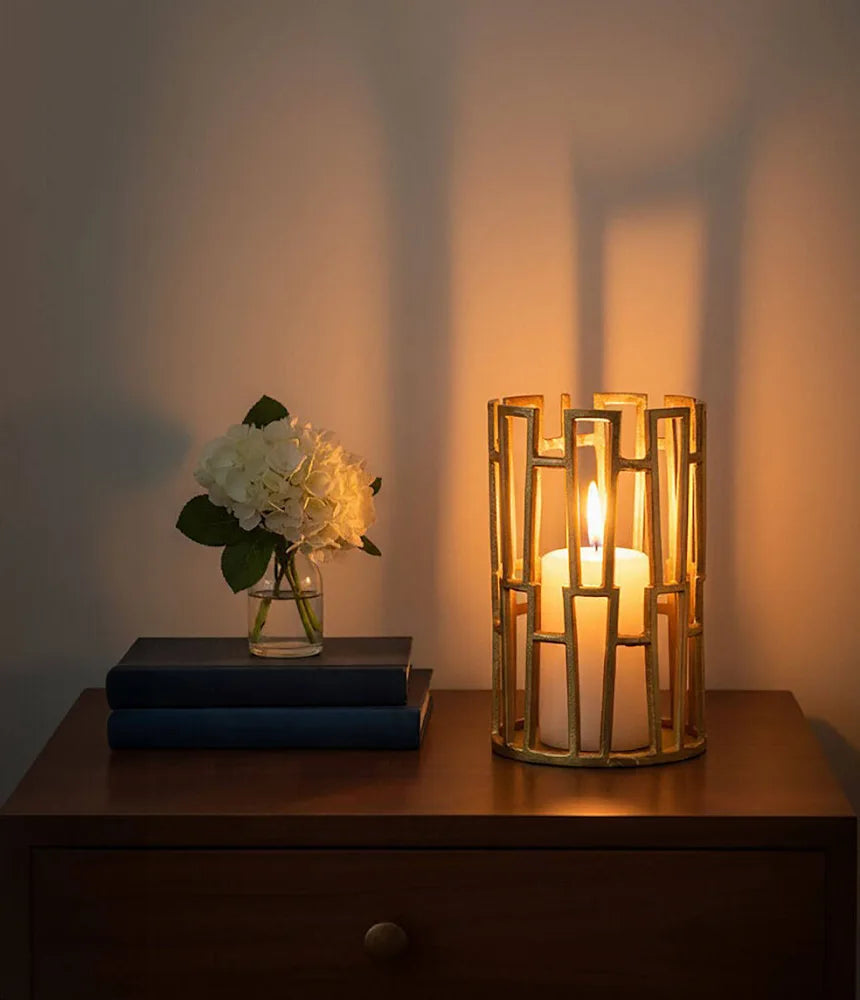 Large gold candle holder