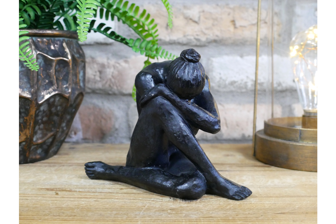 Decorative Sitting woman head down Statue for Home Ornaments