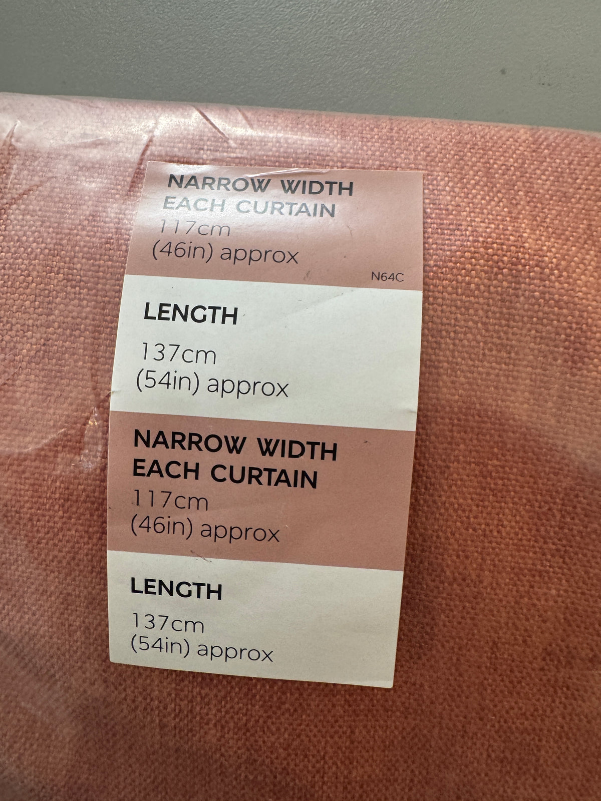 M & S Terracotta Smart Temperature Blackout Brushed pencil pleat curtains 46 x 54 inch