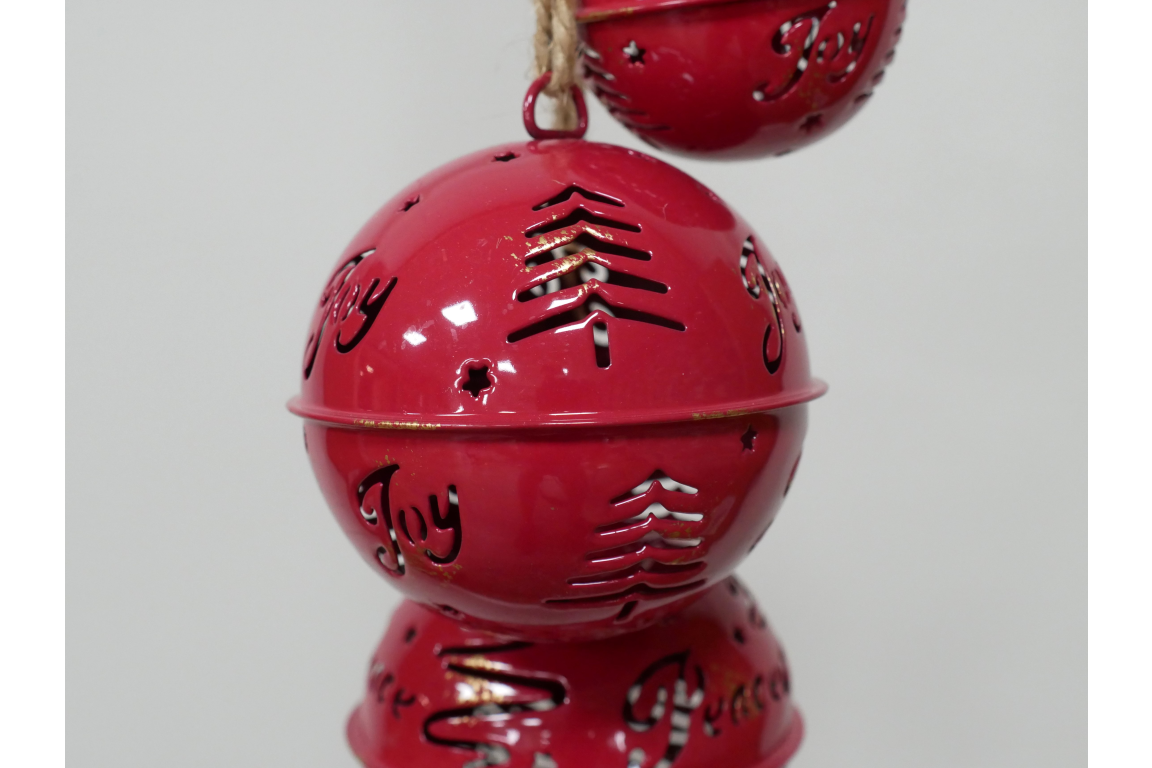 Set of 3 hanging Bells in red