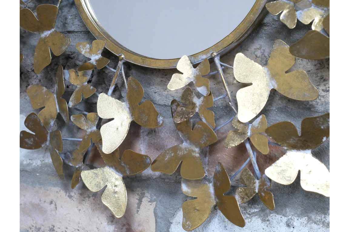 Gold metal butterfly mirror