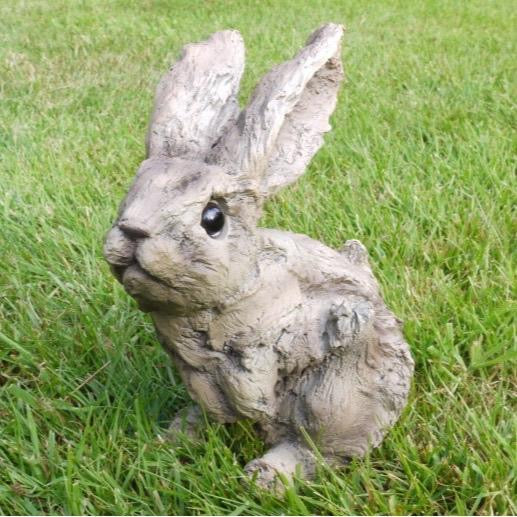 Cute wood effect baby rabbit made from resin for indoor or outdoor use