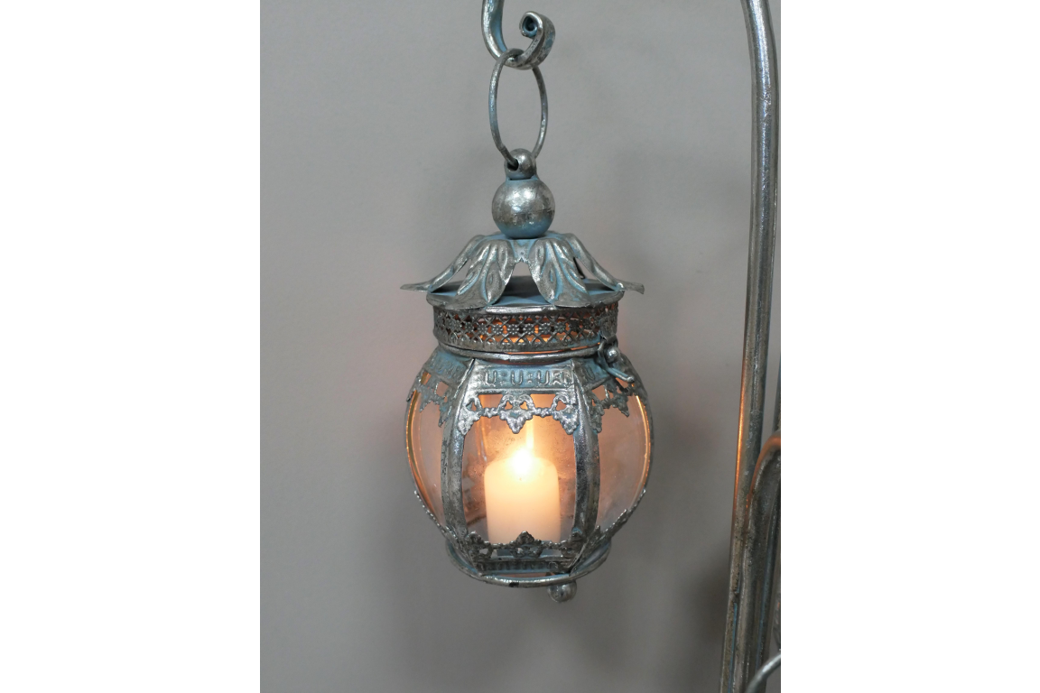Large antique silver hanging lantern home decor