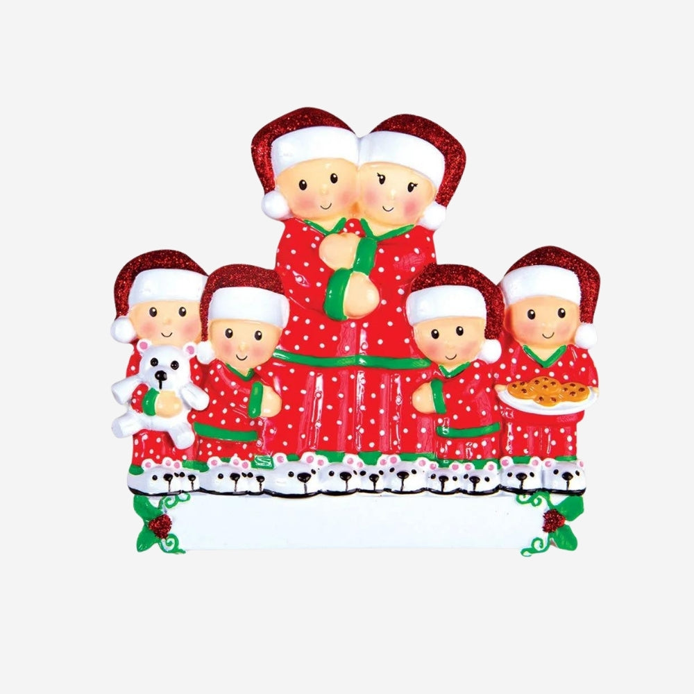 Family in Pyjamas Christmas Decoration personalised various family sizes available