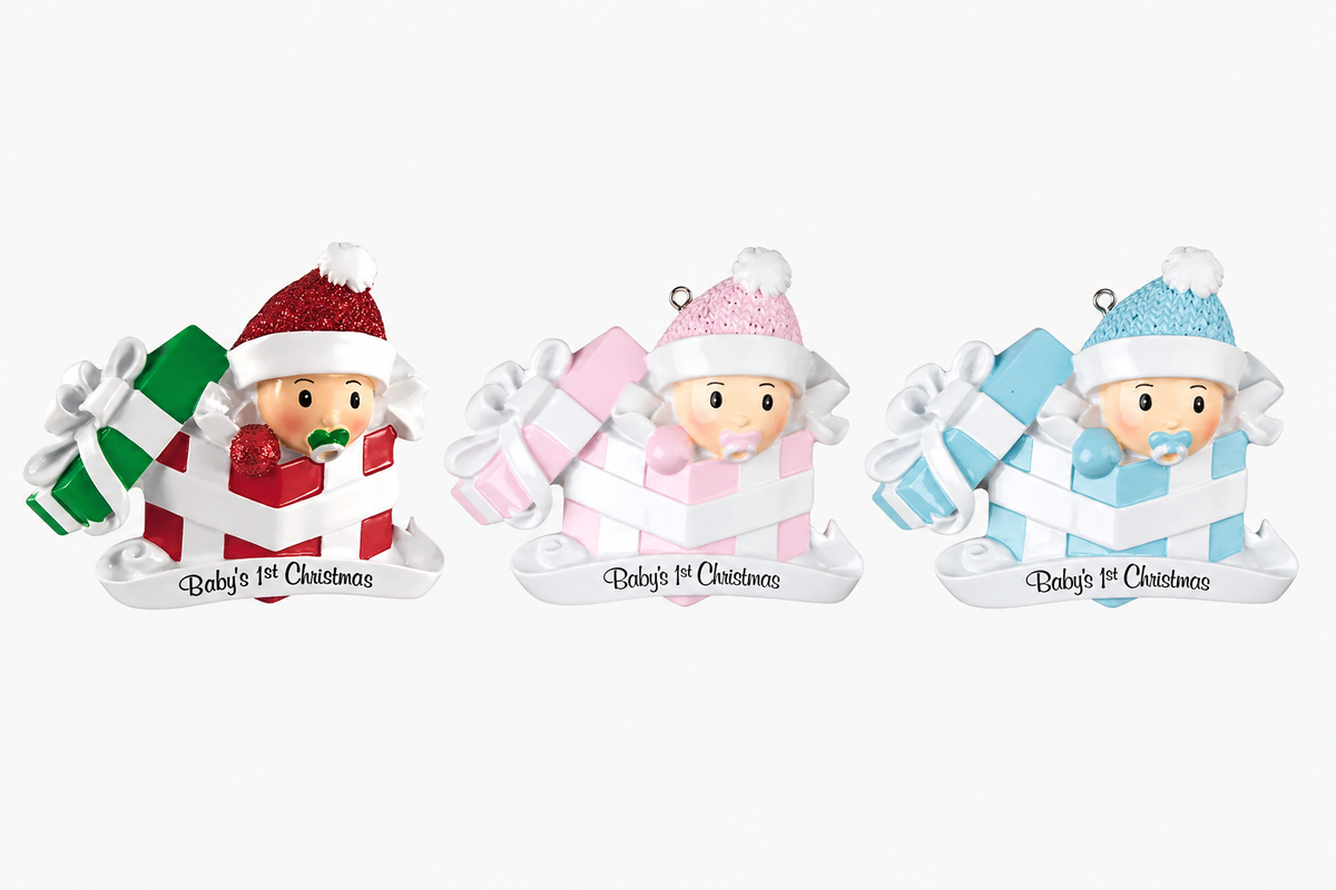 Baby’s first Christmas personalised decoration girl boy surprise