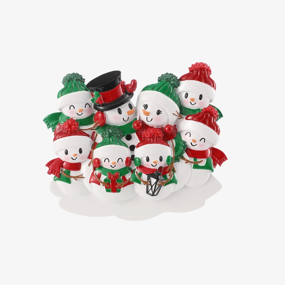 New family snowman decoration personalised