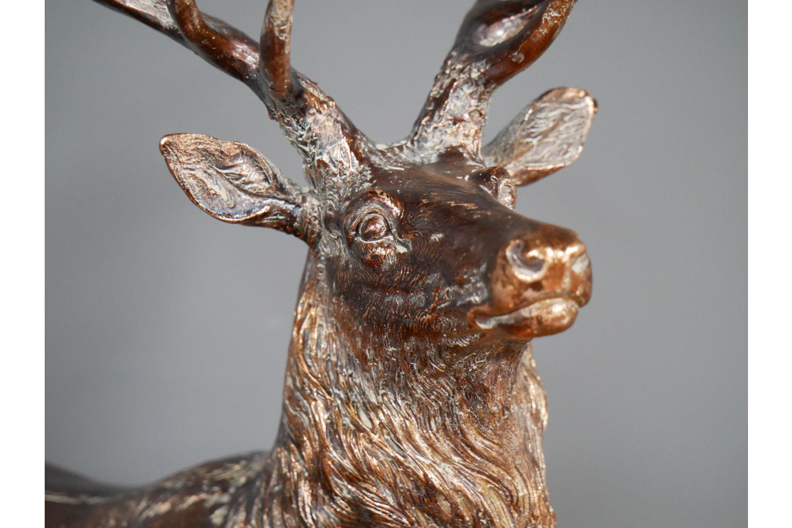 Antique gold large stag statue
