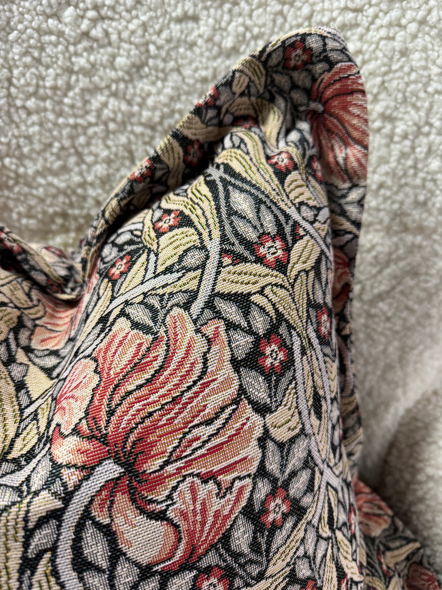 Leaf jacquard design cushion 58 x 58cm feather filled