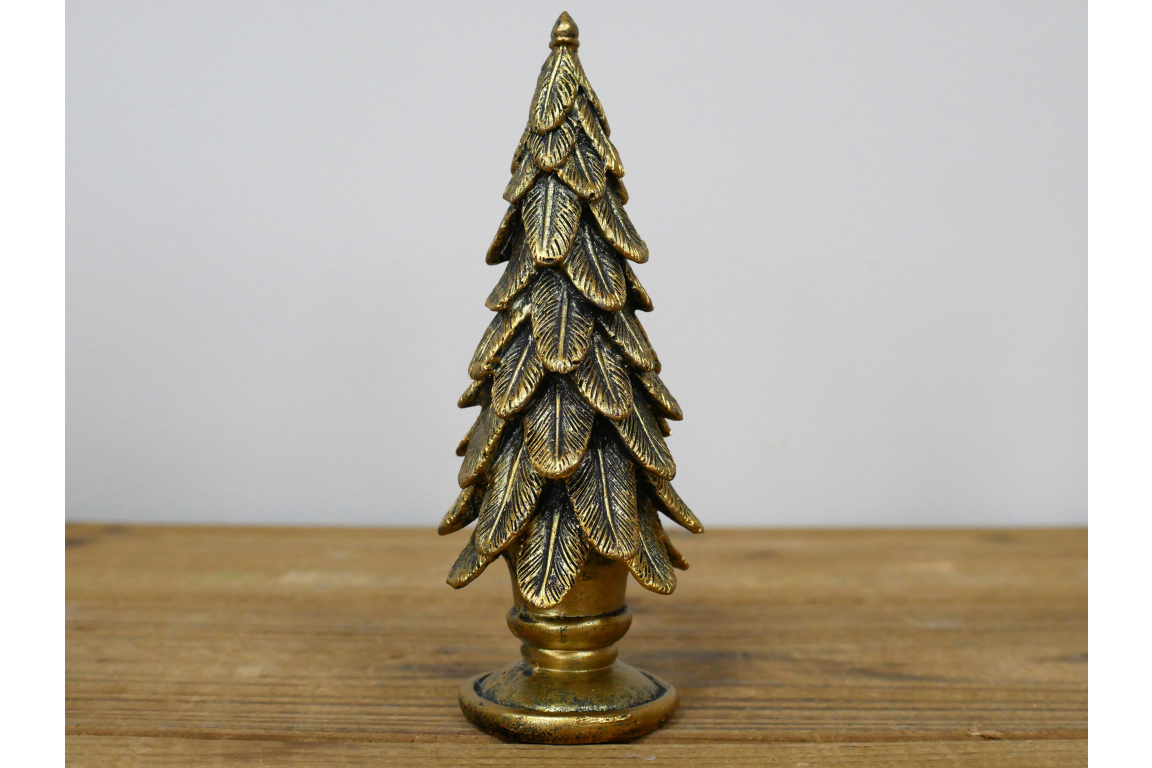 Small Antique Gold Feather Christmas Tree Ornament – 16cm