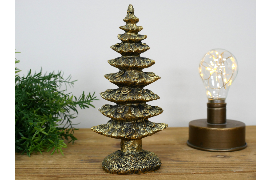 Large Antique Gold Feather Christmas Tree Ornament – 16cm