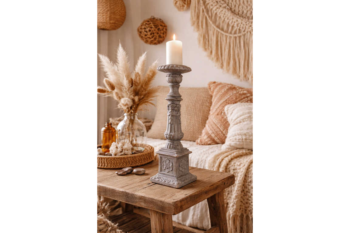 Concrete effect large candle stick