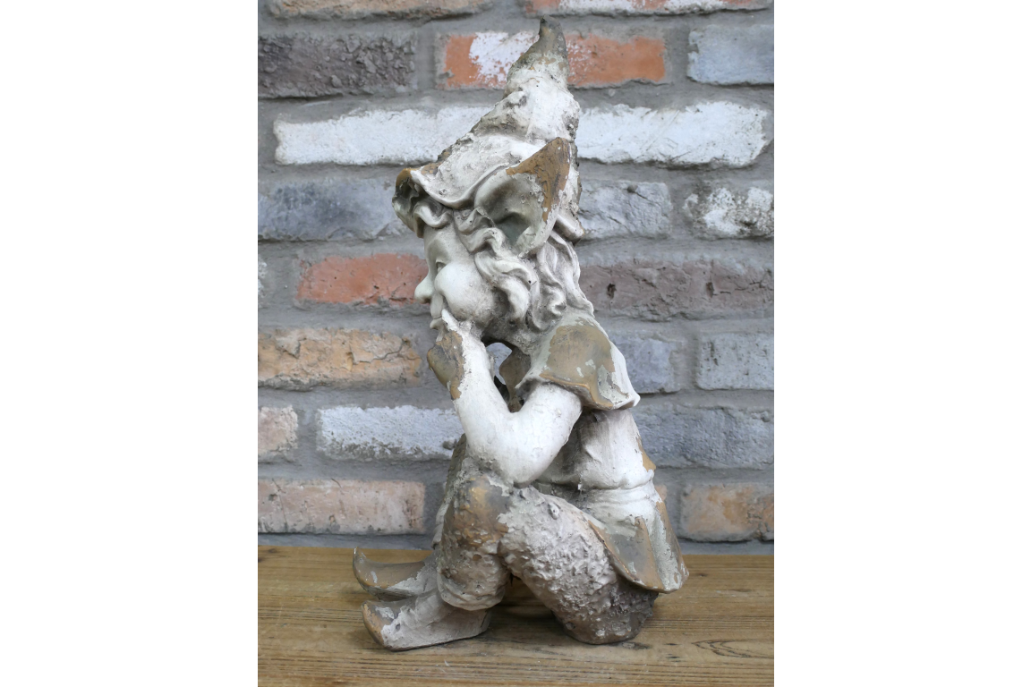 Smiling Garden elf Statue – Rustic Stone Effect Ornament (49cm)