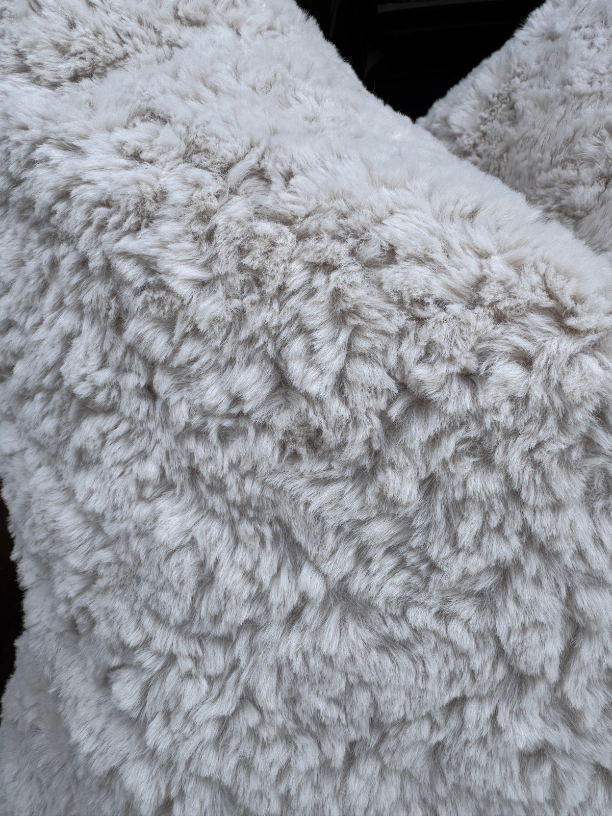 Stone /beige /taupe faux fur cushions feather filled 50 x 50cm