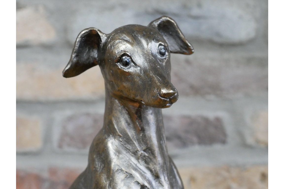 Stunning gold whippet dog statue