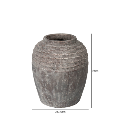 36cm Handmade Antique Dark Grey Terracotta Pot
