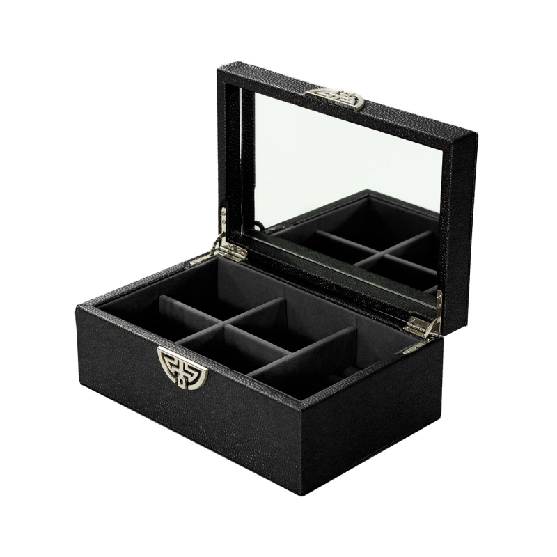 Black faux leather jewellery box