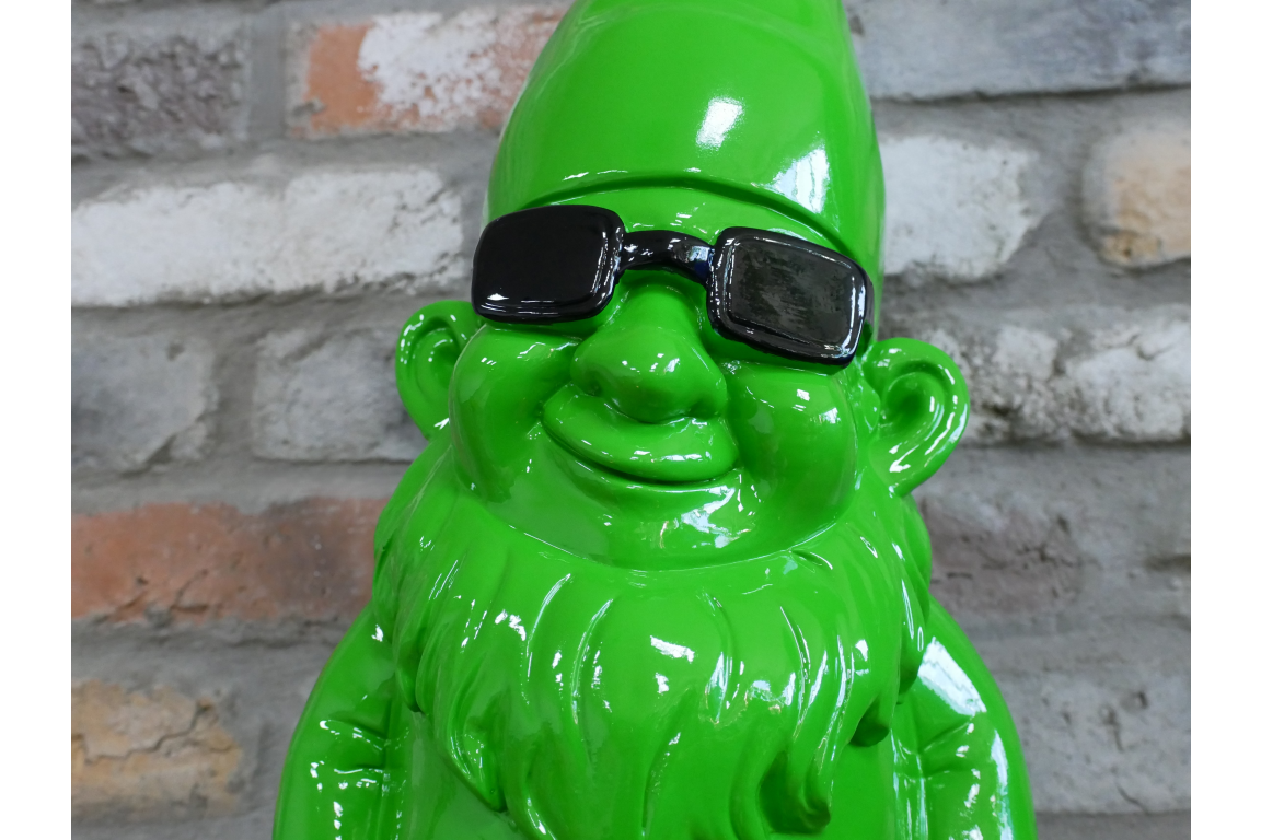 Bright Green Gnome Ornament with Sunglasses – 58cm