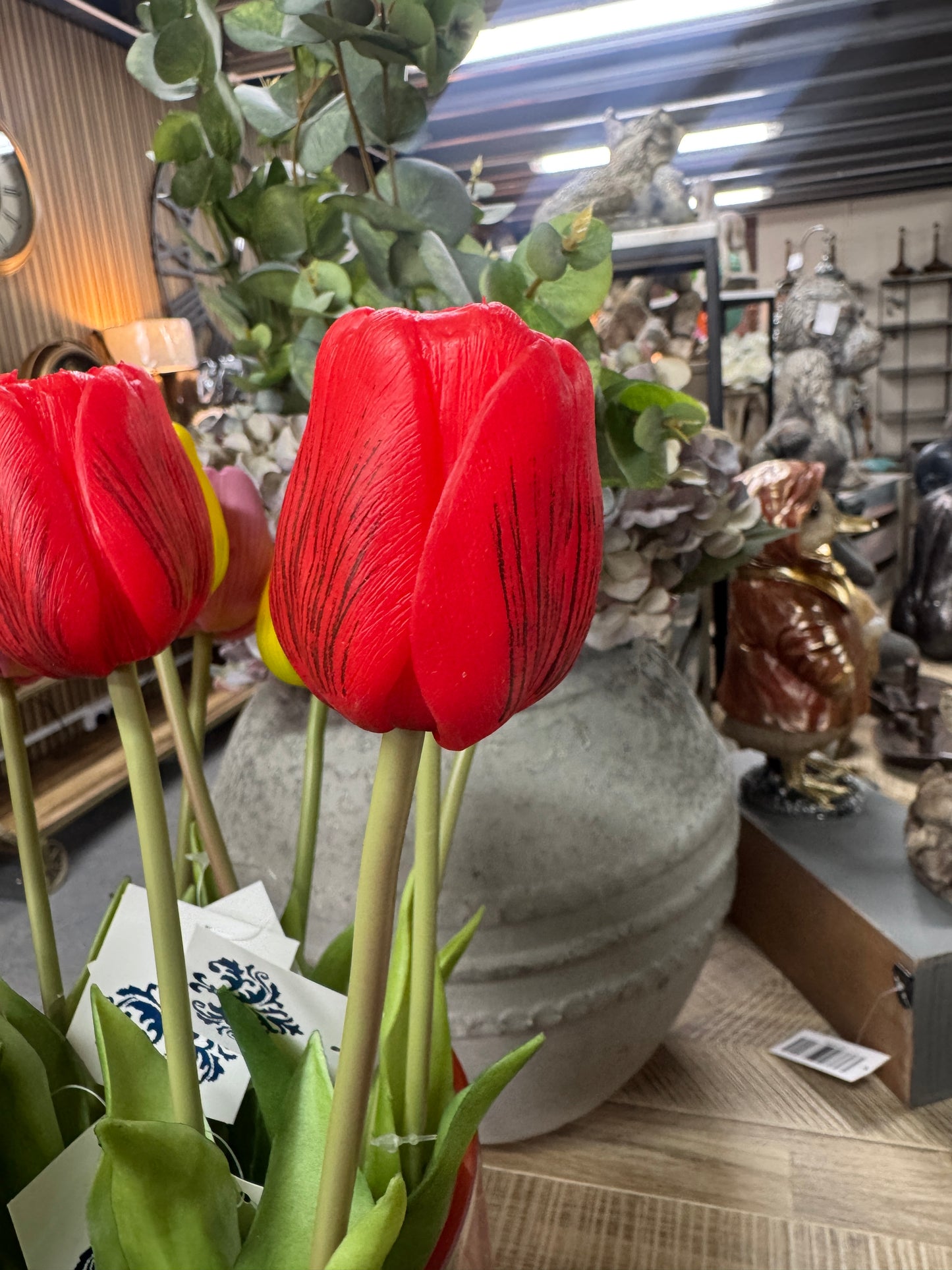 Red faux tulip stem price per stem