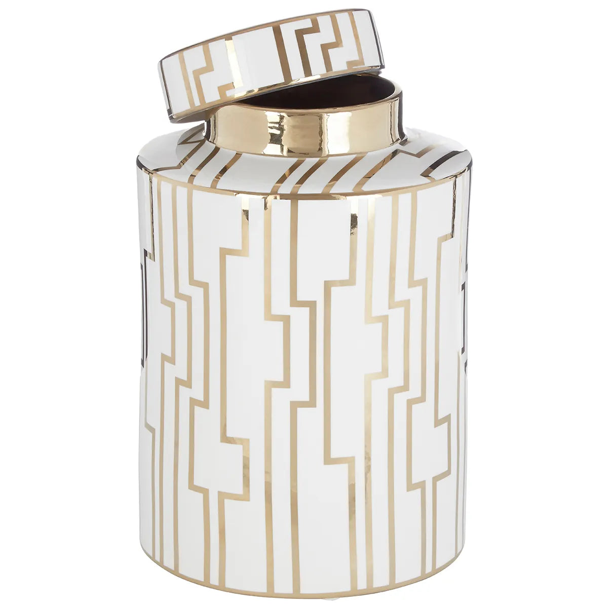 Ariana large ceramic jar cream and gold