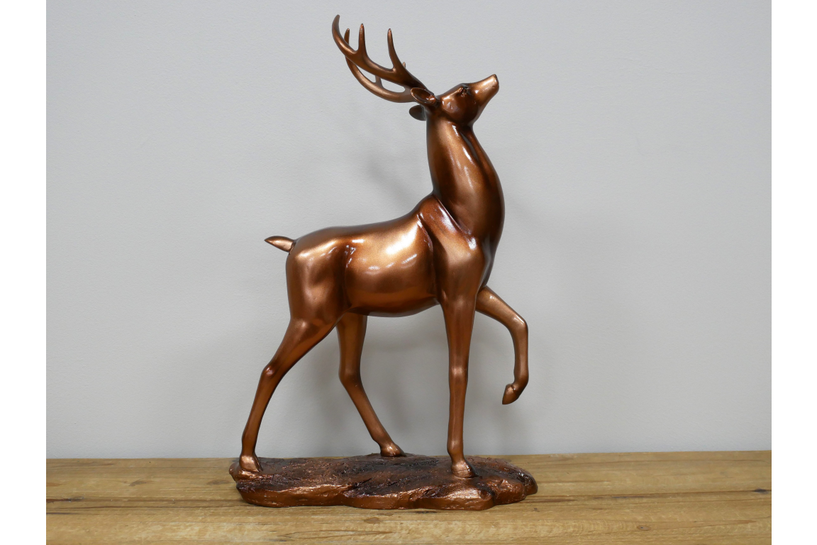Bronze-Tone Standing Stag Ornament – 44cm