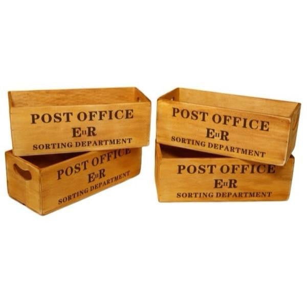 Antiqued "Post Office Sorting Dept" Wooden Box sold in ones