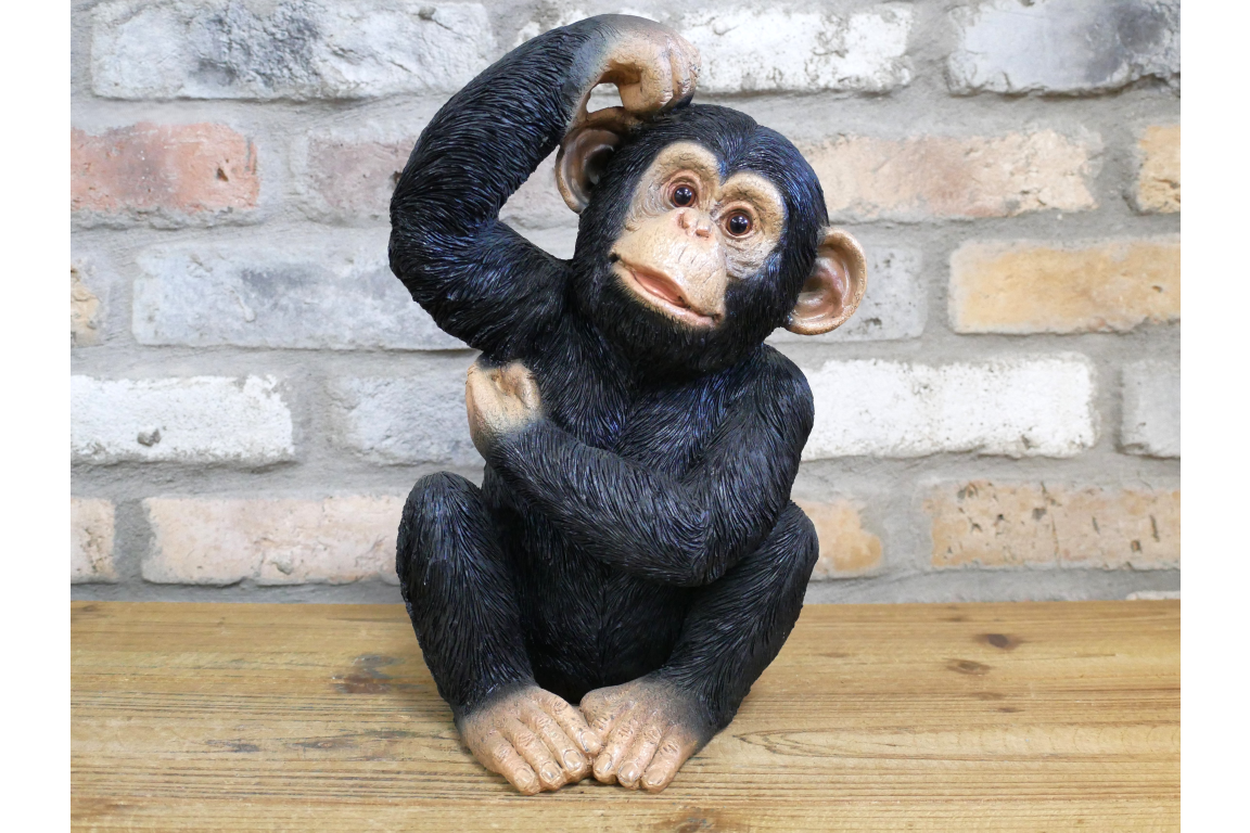 Cheeky Chimp Sitting Ornament 31cm Resin Monkey Statue