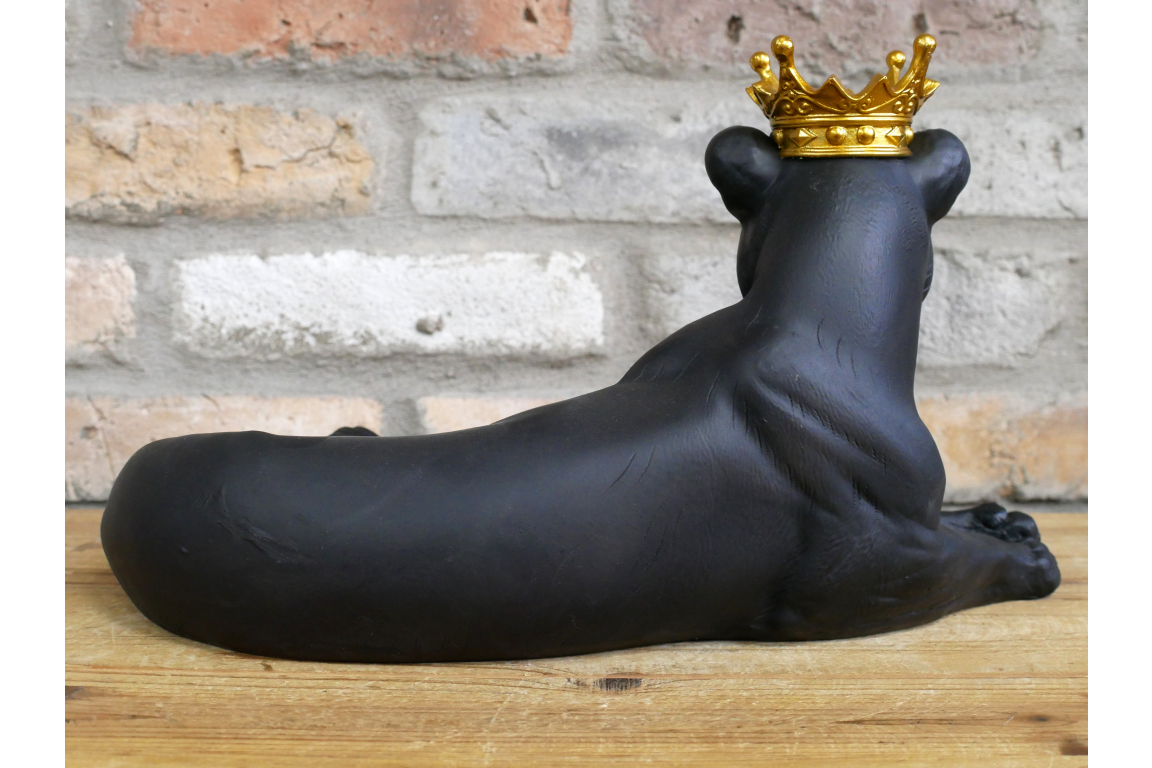 Black Panther with Gold Crown Ornament – 40cm