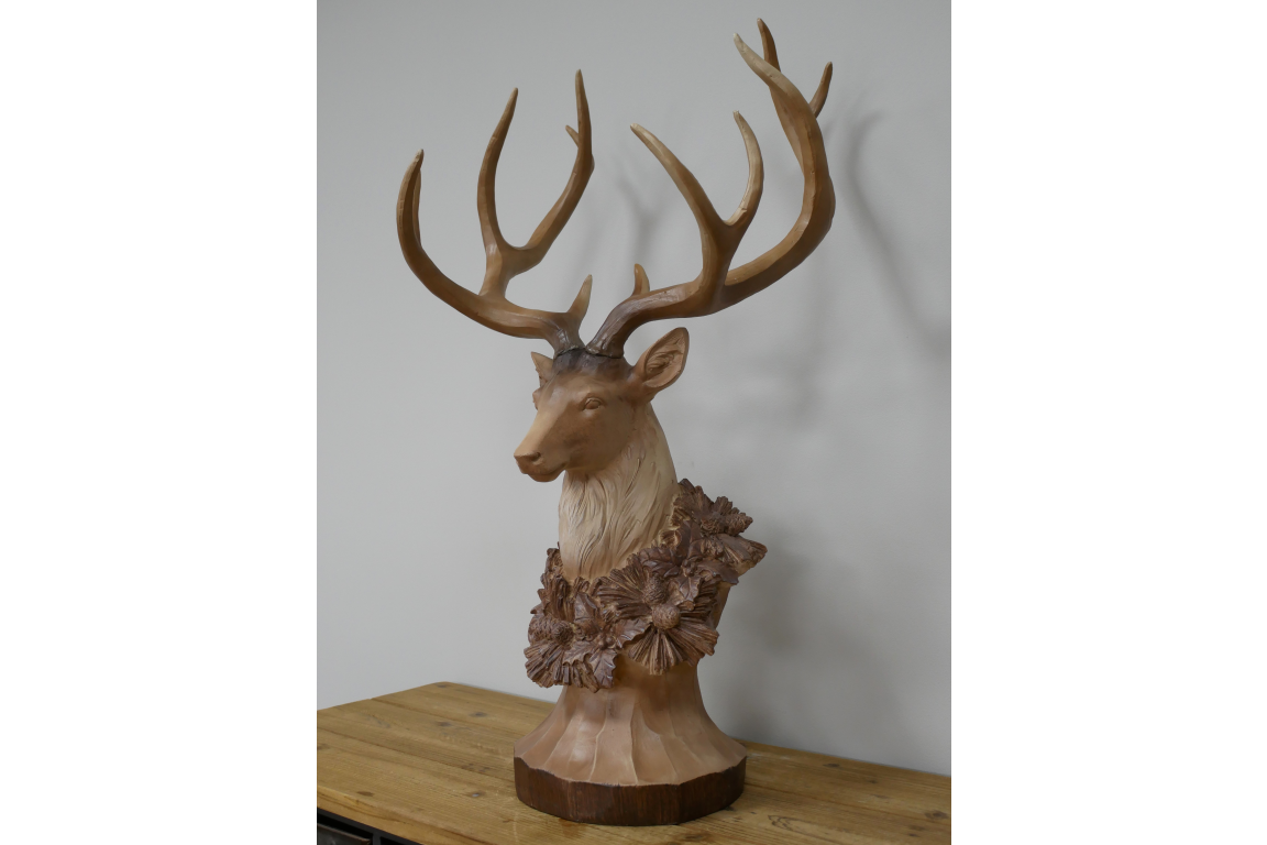 Large Majestic stag bust statue