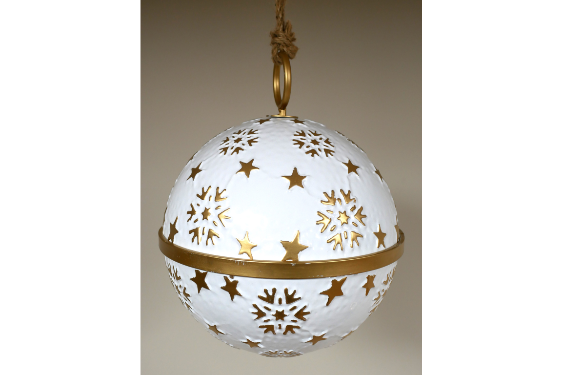 Set of 3 White & Gold Decorative Christmas Bell Ornaments