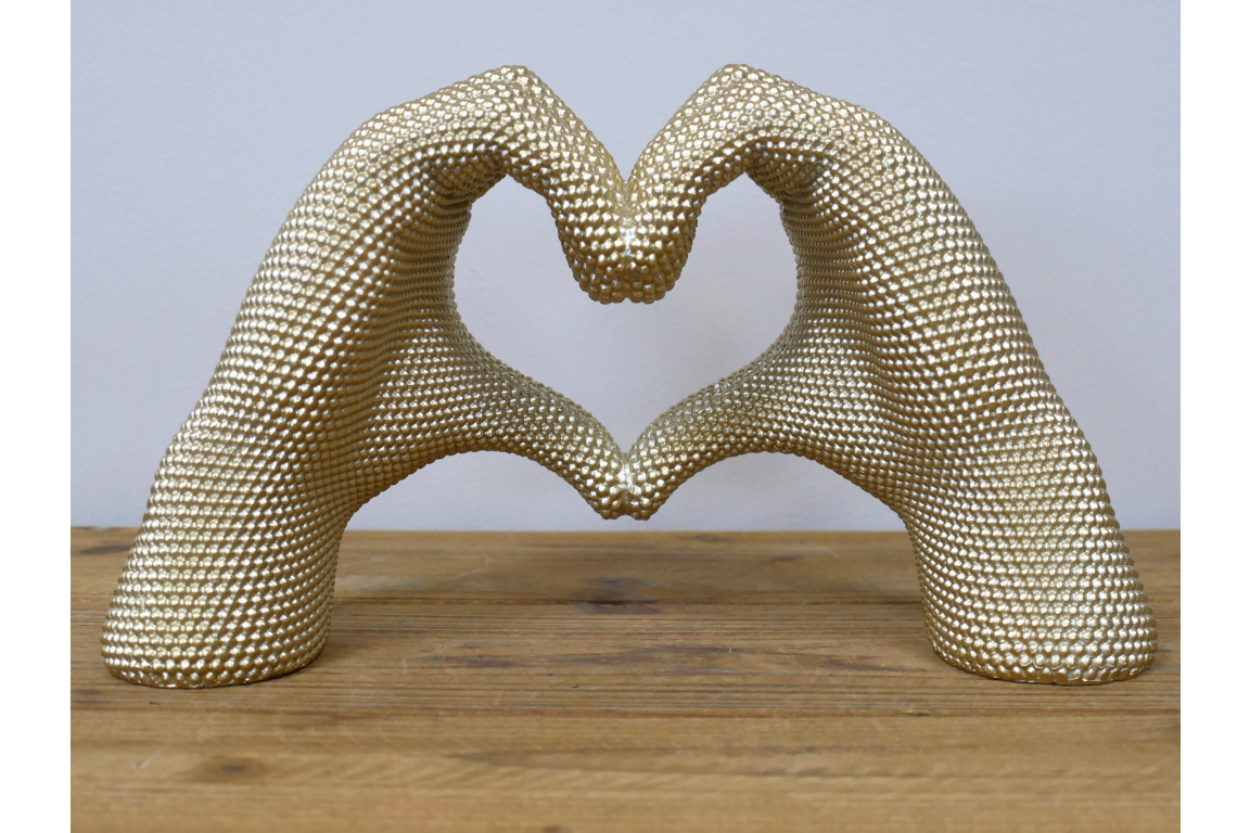 Gold Love Heart Hands Ornament