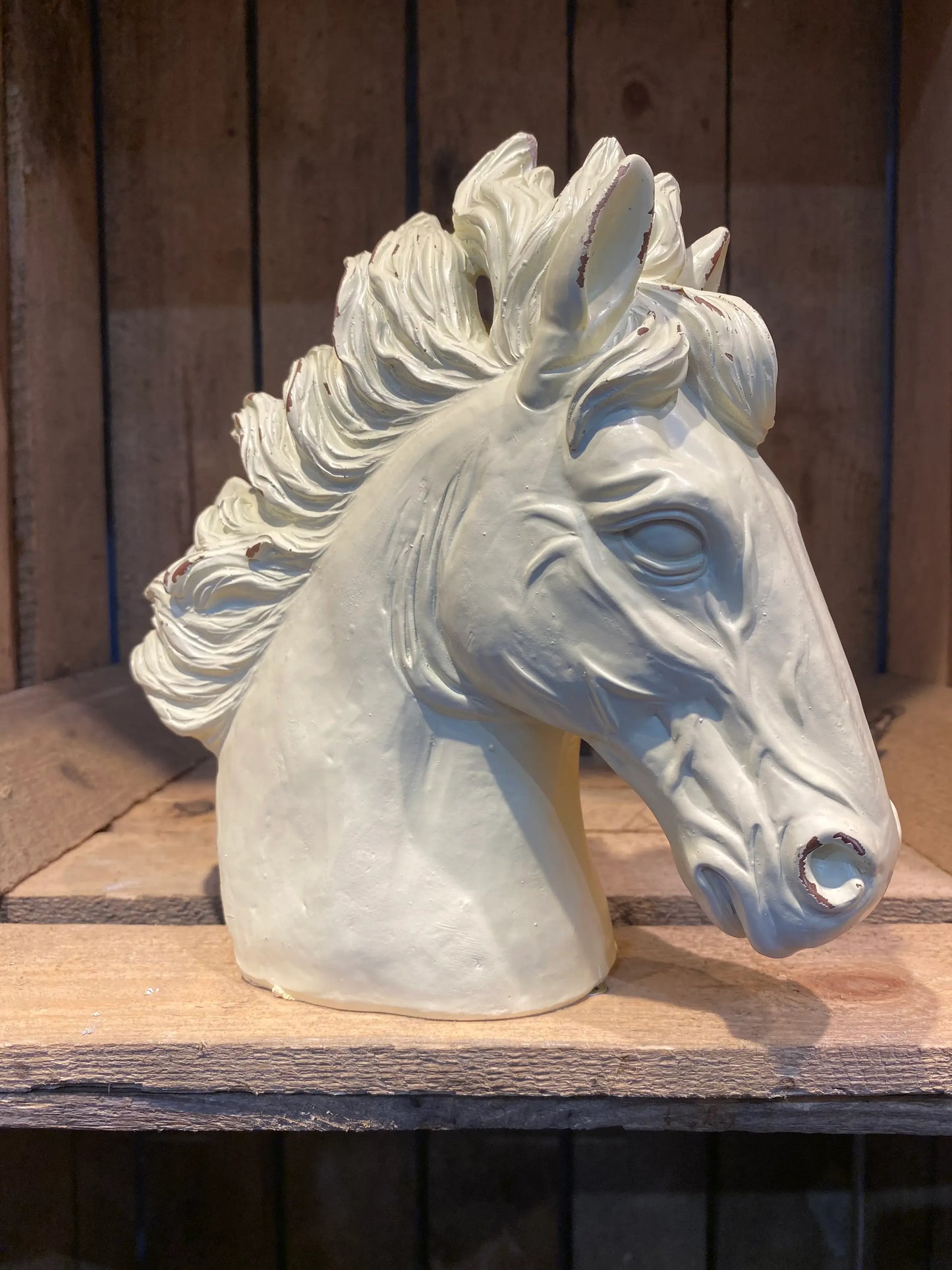 Medium Horses Head - cream statue for outdoor or indoor