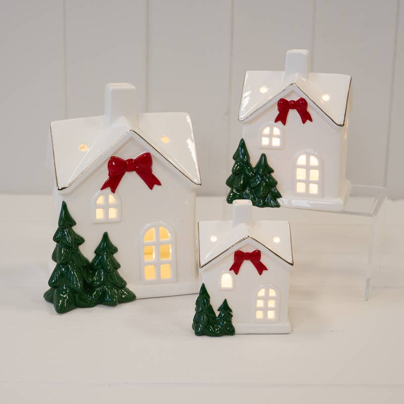 Large Christmas Home With Red Bow