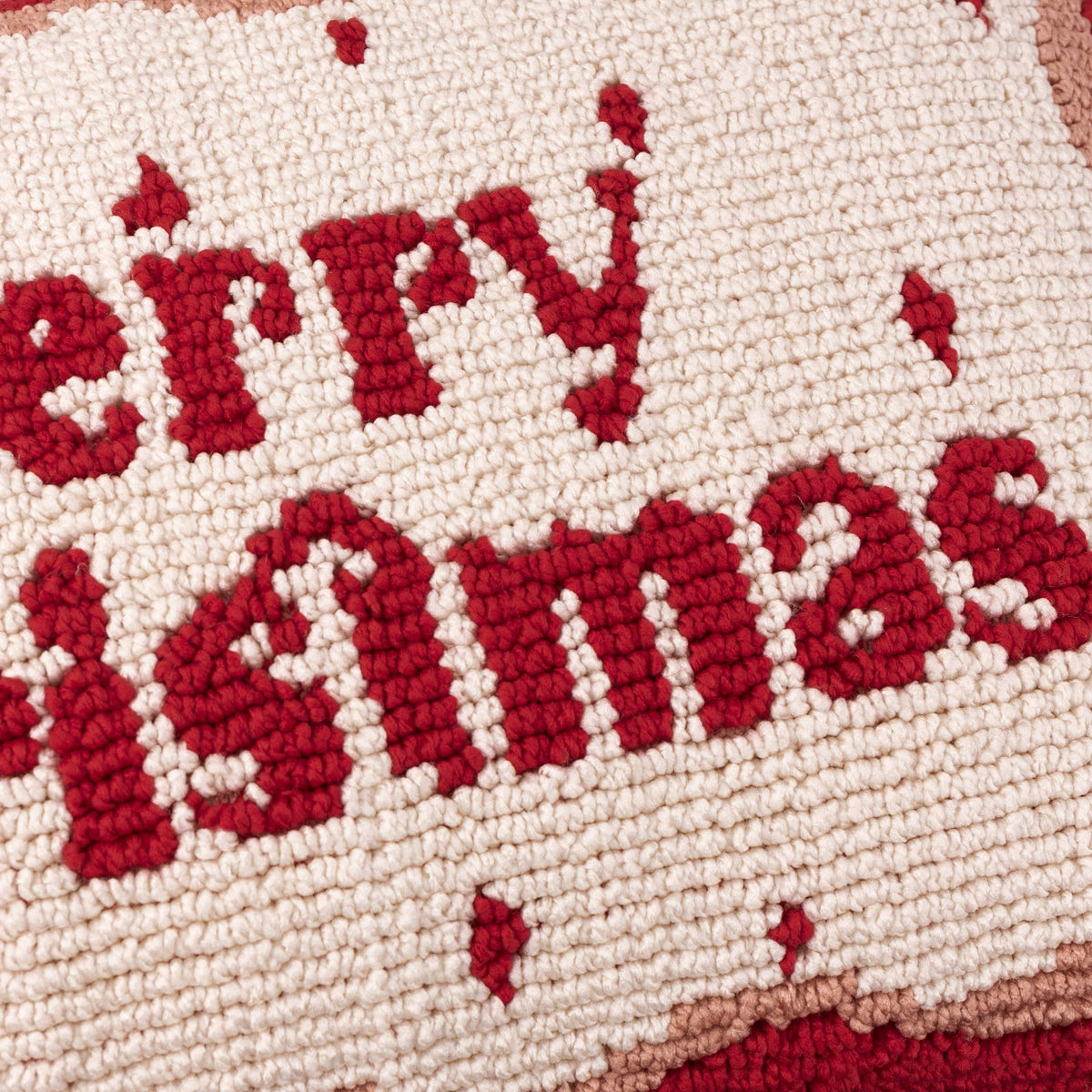 Candy Merry Christmas Tufted Cushion Red/White: Red/White / Fibre Filled / 30 x 50cm