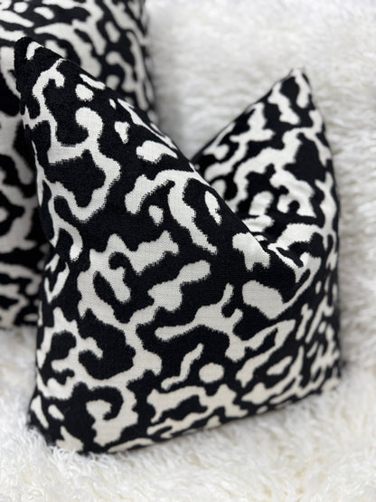 Black and white abstract velvet 45 x 45cm cushion feather filled (Copy)