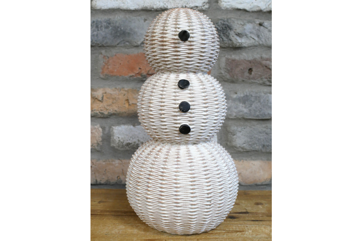 White rattan snowman large Christmas decoration