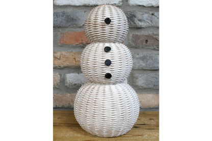 White rattan snowman large Christmas decoration