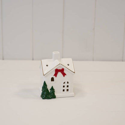 Small Christmas Home With Red Bow